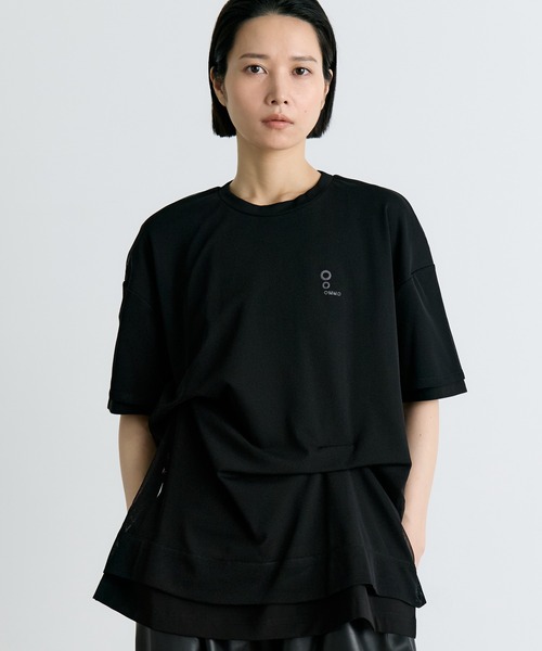 OMMO(オーエムエムオー)の「【OMMO(オーエムエムオー)】TULLE LAYERED T-SH/チュールレイヤードTシャツ(Tシャツ/カットソー・レディース・ブラック・FREE)」の1枚目の写真