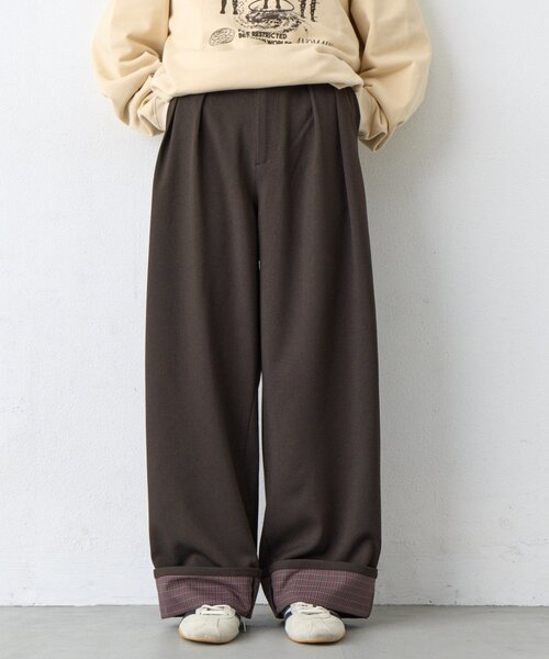 CIAOPANIC TYPY（チャオパニックティピー）の「【UNISEX】チェック柄ロールアップスラックス（その他パンツ・レディース・グレー/ブラウン・LARGE/MEDIUM）」の2枚目の写真