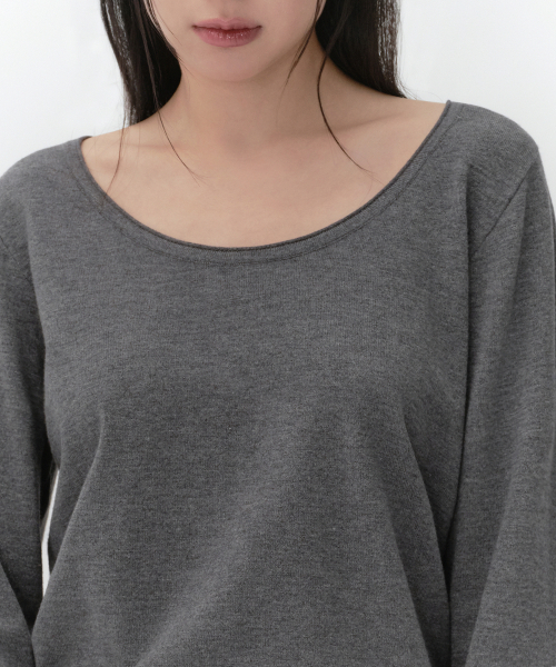 MUSINSA STANDARD WOMAN（ムシンサスタンダードウーマン）の「ウィメンズエッセンシャルスcoopネックニット[ミディアムグレー]（ニット/セーター・レディース・その他・MEDIUM/LARGE/X-SMALL/SMALL）」の4枚目の写真