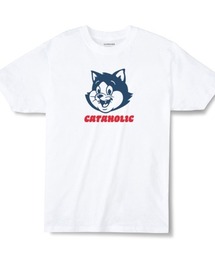 Moftique(モフティック) エントリーモデル 半袖Tシャツ アニマル キャットイラスト 猫 インクジェットプリント 褪せ感 4.0オンス 薄手 トップス カットソー 夏 カジュアル レディース ユニセックス
