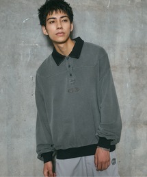 裏毛 グランジ加工 ポロスウェット メンズ レディース ユニセックス