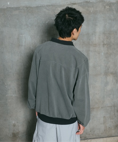 ILL'S(イルズ)の「裏毛 グランジ加工 ポロスウェット メンズ レディース ユニセックス(スウェット・メンズ・グレー/チャコールグレー・M/L)」の8枚目の写真