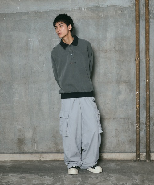 ILL'S(イルズ)の「裏毛 グランジ加工 ポロスウェット メンズ レディース ユニセックス(スウェット・メンズ・グレー/チャコールグレー・M/L)」の11枚目の写真