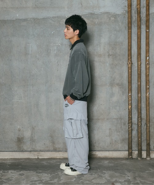 ILL'S(イルズ)の「裏毛 グランジ加工 ポロスウェット メンズ レディース ユニセックス(スウェット・メンズ・グレー/チャコールグレー・M/L)」の12枚目の写真