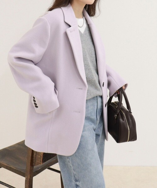 fredy emue(フレディエミュ)の「PONTETORTOウールジャケットコート(ダッフルコート・レディース・ラベンダー/ダークブラウン/ブラック・38)」の3枚目の写真
