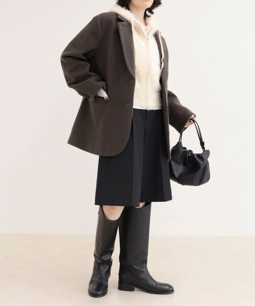 fredy emue(フレディエミュ)の「PONTETORTOウールジャケットコート(ダッフルコート・レディース・ラベンダー/ダークブラウン/ブラック・38)」の5枚目の写真
