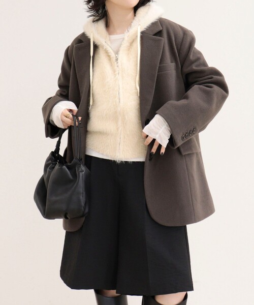fredy emue(フレディエミュ)の「PONTETORTOウールジャケットコート(ダッフルコート・レディース・ラベンダー/ダークブラウン/ブラック・38)」の9枚目の写真