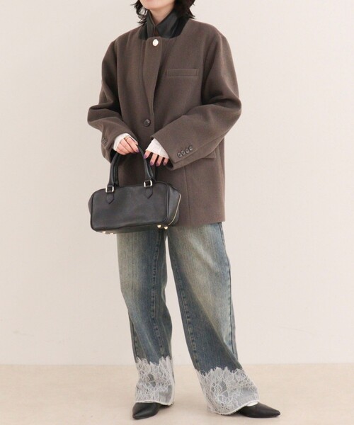 fredy emue(フレディエミュ)の「PONTETORTOウールジャケットコート(ダッフルコート・レディース・ラベンダー/ダークブラウン/ブラック・38)」の15枚目の写真
