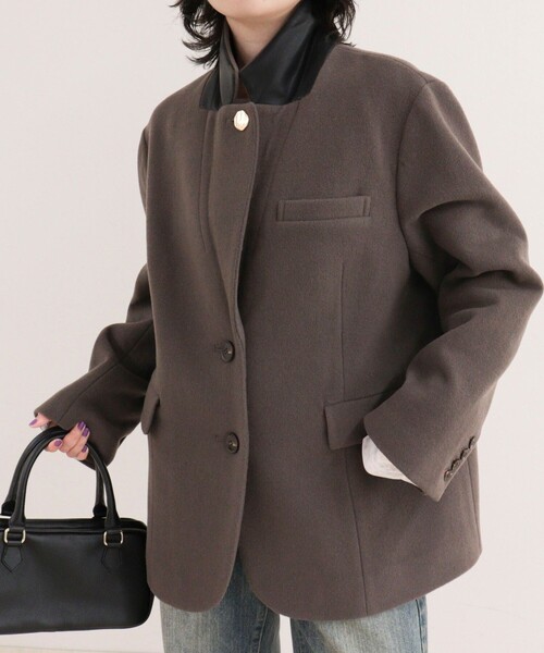 fredy emue(フレディエミュ)の「PONTETORTOウールジャケットコート(ダッフルコート・レディース・ラベンダー/ダークブラウン/ブラック・38)」の18枚目の写真