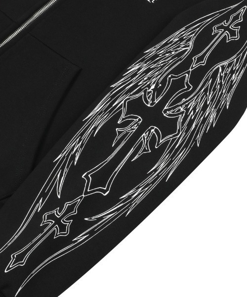 MUCENT(ムセント)の「◇MUCENT◇ブランド直輸入正規品/POZEN ミックスレタリング ジップアップフーディー POZEN MIX LETTERING HOOD ZIP-UP UNISEX(パーカー・レディース・ブラック・FREE)」の9枚目の写真