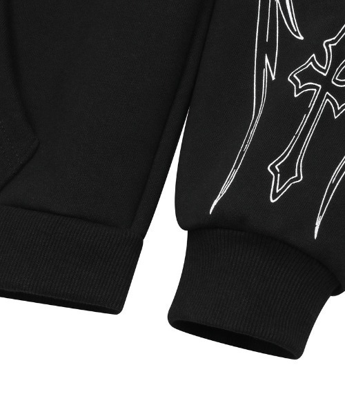 MUCENT(ムセント)の「◇MUCENT◇ブランド直輸入正規品/POZEN ミックスレタリング ジップアップフーディー POZEN MIX LETTERING HOOD ZIP-UP UNISEX(パーカー・レディース・ブラック・FREE)」の2枚目の写真