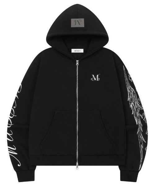MUCENT(ムセント)の「◇MUCENT◇ブランド直輸入正規品/POZEN ミックスレタリング ジップアップフーディー POZEN MIX LETTERING HOOD ZIP-UP UNISEX(パーカー・レディース・ブラック・FREE)」の6枚目の写真