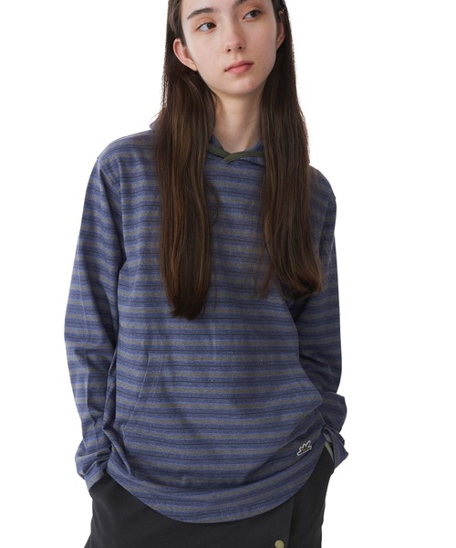 SUNLOVE(サンラブ)の「Dash Stripe Hooded LS Tee(Tシャツ/カットソー・レディース・ライトブルー/ベージュ/ネイビー・L/M/S)」の3枚目の写真