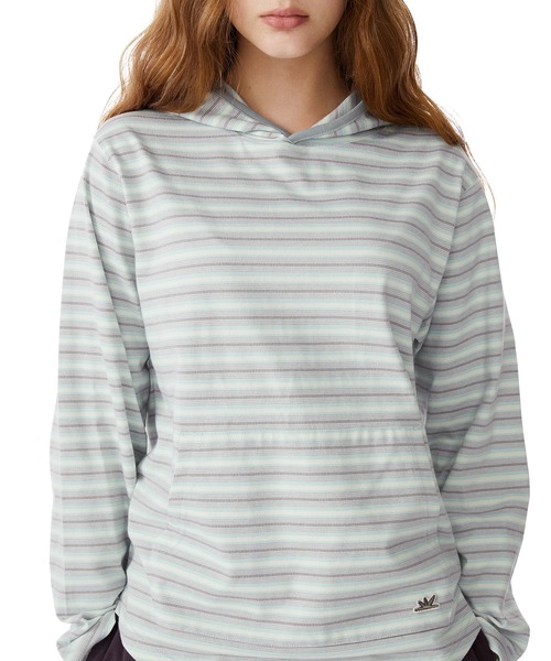SUNLOVE(サンラブ)の「Dash Stripe Hooded LS Tee(Tシャツ/カットソー・レディース・ライトブルー/ベージュ/ネイビー・L/M/S)」の1枚目の写真