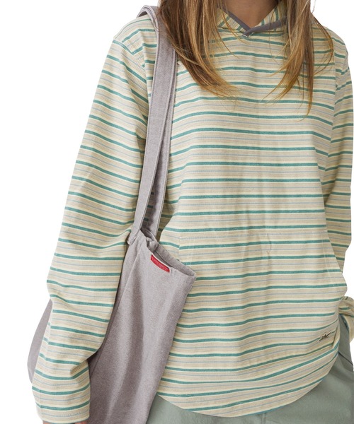 SUNLOVE(サンラブ)の「Dash Stripe Hooded LS Tee(Tシャツ/カットソー・レディース・ライトブルー/ベージュ/ネイビー・L/M/S)」の8枚目の写真