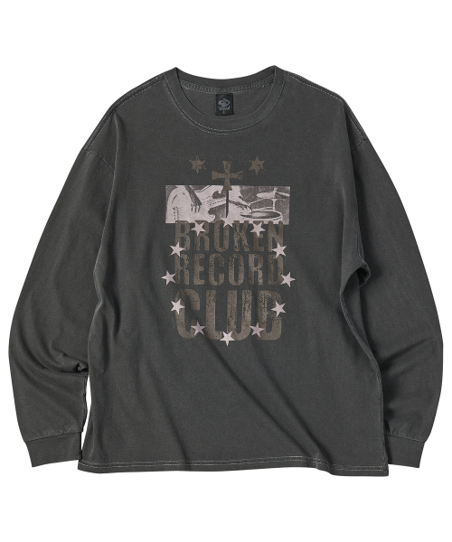 TRAVEL(トラベル)の「ブロークンレコードクラブ ピグメント ロングスリーブ ブラックチャコール(Tシャツ/カットソー・メンズ・その他・SMALL/MEDIUM/LARGE)」の2枚目の写真