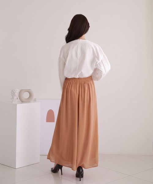 Sleeping Sheep(スリーピングシープ)の「シフォンワイドパンツ(その他パンツ・レディース・オフホワイト/ブラウン/ブラック/グレイッシュベージュ・M)」の16枚目の写真