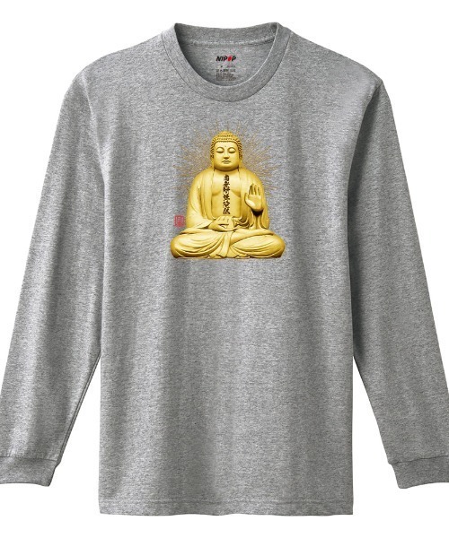 NIPOP(ニポップ)の「NIPOP(ニポップ) 長袖Tシャツ 仏 和 プリント インバウンド お土産 ロンT トップス メンズ ユニセックス(Tシャツ/カットソー・メンズ・ヘザーグレー/ホワイト/ブラック・XL/L/M)」の3枚目の写真
