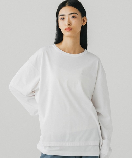 +phenix(プラスフェニックス)の「+phenix(プラスフェニックス)LAYERED LONG SLEEVE TEE / レイヤード ロングスリーブTシャツ(Tシャツ/カットソー・メンズ・ブラウン/ホワイト/ブラック/ブルー・M/L)」の2枚目の写真