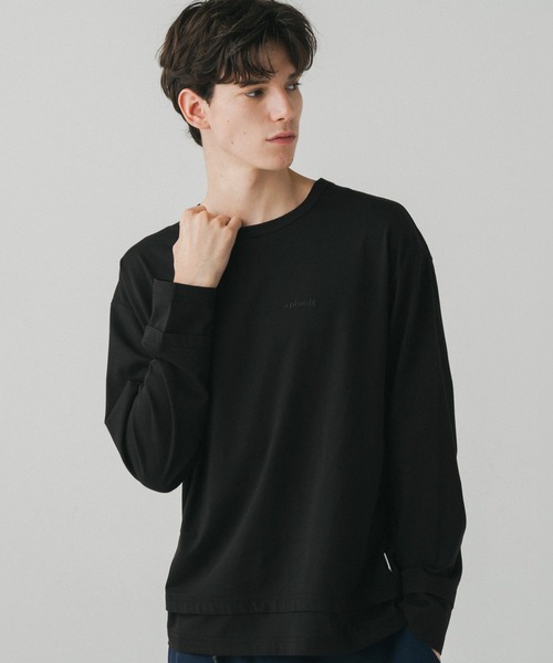 +phenix(プラスフェニックス)の「+phenix(プラスフェニックス)LAYERED LONG SLEEVE TEE / レイヤード ロングスリーブTシャツ(Tシャツ/カットソー・メンズ・ブラウン/ホワイト/ブラック/ブルー・M/L)」の1枚目の写真