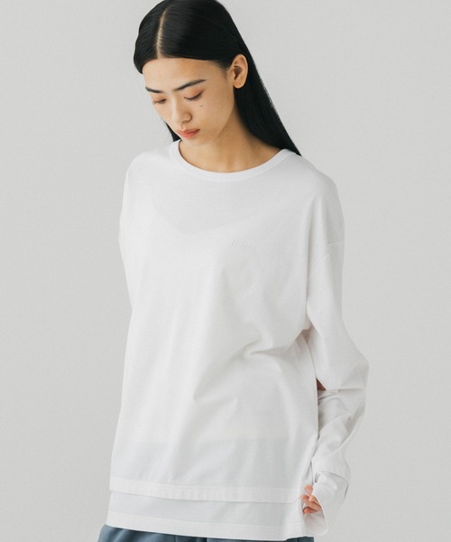 +phenix(プラスフェニックス)の「+phenix(プラスフェニックス)LAYERED LONG SLEEVE TEE / レイヤード ロングスリーブTシャツ(Tシャツ/カットソー・メンズ・ブラウン/ホワイト/ブラック/ブルー・M/L)」の9枚目の写真