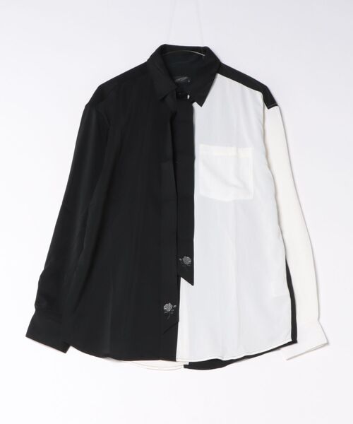 ANPAS(アンパス)の「Rose Embroidery Tie-Detail Long-Sleeve Shirt /薔薇刺繍ネクタイ付き 長袖とろみシャツ きれいめ メンズ トップス(シャツ/ブラウス・メンズ・ブルー/ワイン/ホワイト/ホワイト×ブラック・L/M)」の2枚目の写真