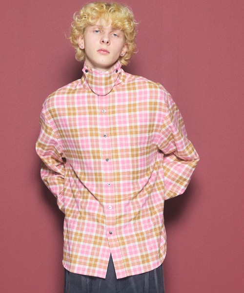 MAISON SPECIAL(メゾンスペシャル)の「《UNISEX》【Italian Dead Stock Fabric】チンフラップ付きプライムオーバーレギュラーカラーシャツ/With Chin Flap Prime-Over Regular Collar Shirt【MAISON SPECIAL/メゾンスペシャル】(シャツ/ブラウス・メンズ・レッド/ブラック/ピンク/ライトグリーン/ネイビー/ブラウン/オレンジ・0/2/1)」の6枚目の写真
