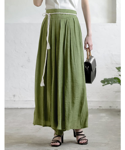 Re:EDIT（リエディ）の「[低身長サイズ有]楊柳ワイドスカンツ（その他パンツ・レディース・ネイビー/レッド/オフホワイト/ブラック/モカ/グレー/ピンクベージュ/マスタード/プラム/ブラウン/カーキ/サックスブルー/アイボリー/ピンク/ブルー/オレンジ/グリーン/キャメル/パープル/グレイッシュベージュ/ブルーグリーン・MEDIUM/LARGE/SMALL/X-LARGE）」の9枚目の写真