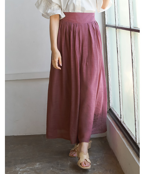 Re:EDIT（リエディ）の「[低身長サイズ有]楊柳ワイドスカンツ（その他パンツ・レディース・ネイビー/レッド/オフホワイト/ブラック/モカ/グレー/ピンクベージュ/マスタード/プラム/ブラウン/カーキ/サックスブルー/アイボリー/ピンク/ブルー/オレンジ/グリーン/キャメル/パープル/グレイッシュベージュ/ブルーグリーン・MEDIUM/LARGE/SMALL/X-LARGE）」の18枚目の写真