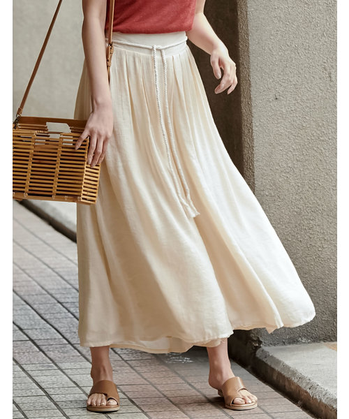 Re:EDIT（リエディ）の「[低身長サイズ有]楊柳ワイドスカンツ（その他パンツ・レディース・ネイビー/レッド/オフホワイト/ブラック/モカ/グレー/ピンクベージュ/マスタード/プラム/ブラウン/カーキ/サックスブルー/アイボリー/ピンク/ブルー/オレンジ/グリーン/キャメル/パープル/グレイッシュベージュ/ブルーグリーン・MEDIUM/LARGE/SMALL/X-LARGE）」の4枚目の写真