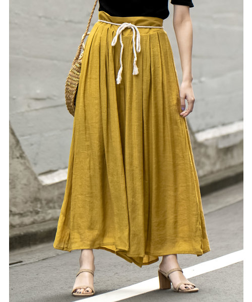 Re:EDIT（リエディ）の「[低身長サイズ有]楊柳ワイドスカンツ（その他パンツ・レディース・ネイビー/レッド/オフホワイト/ブラック/モカ/グレー/ピンクベージュ/マスタード/プラム/ブラウン/カーキ/サックスブルー/アイボリー/ピンク/ブルー/オレンジ/グリーン/キャメル/パープル/グレイッシュベージュ/ブルーグリーン・MEDIUM/LARGE/SMALL/X-LARGE）」の2枚目の写真