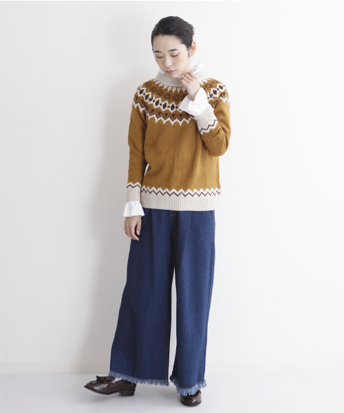 MERLOT(メルロー)の「ノルディック柄ラグランニットトップス4674(ニット/セーター・レディース・グレー/キャメル/ベージュ/ネイビー/オフホワイト/イエロー系その他/チャコールグレー・FREE)」の16枚目の写真