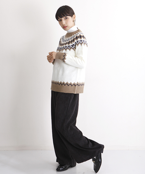 MERLOT(メルロー)の「ノルディック柄ラグランニットトップス4674(ニット/セーター・レディース・グレー/キャメル/ベージュ/ネイビー/オフホワイト/イエロー系その他/チャコールグレー・FREE)」の20枚目の写真