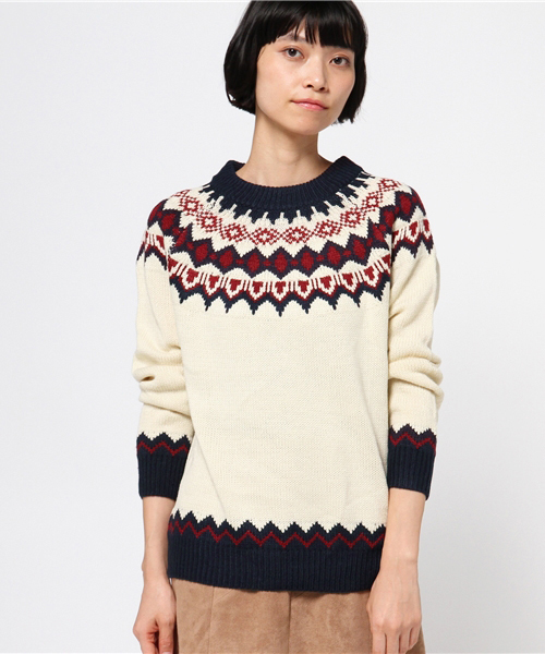 MERLOT(メルロー)の「ノルディック柄ラグランニットトップス4674(ニット/セーター・レディース・グレー/キャメル/ベージュ/ネイビー/オフホワイト/イエロー系その他/チャコールグレー・FREE)」の5枚目の写真