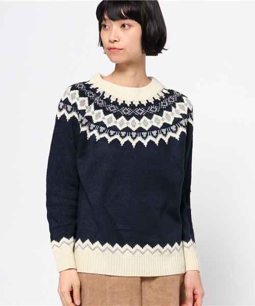 MERLOT(メルロー)の「ノルディック柄ラグランニットトップス4674(ニット/セーター・レディース・グレー/キャメル/ベージュ/ネイビー/オフホワイト/イエロー系その他/チャコールグレー・FREE)」の6枚目の写真