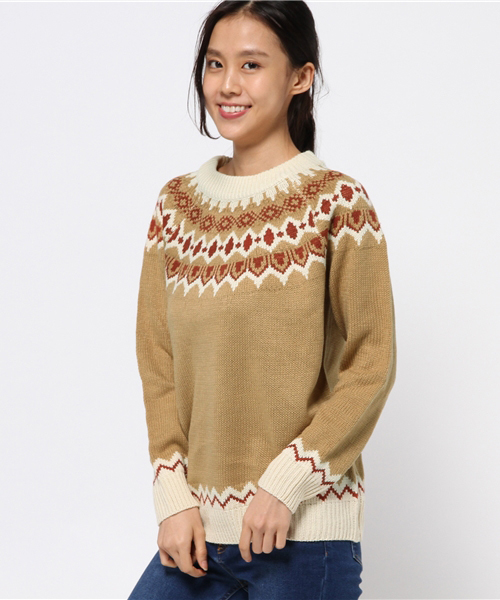 MERLOT(メルロー)の「ノルディック柄ラグランニットトップス4674(ニット/セーター・レディース・グレー/キャメル/ベージュ/ネイビー/オフホワイト/イエロー系その他/チャコールグレー・FREE)」の7枚目の写真