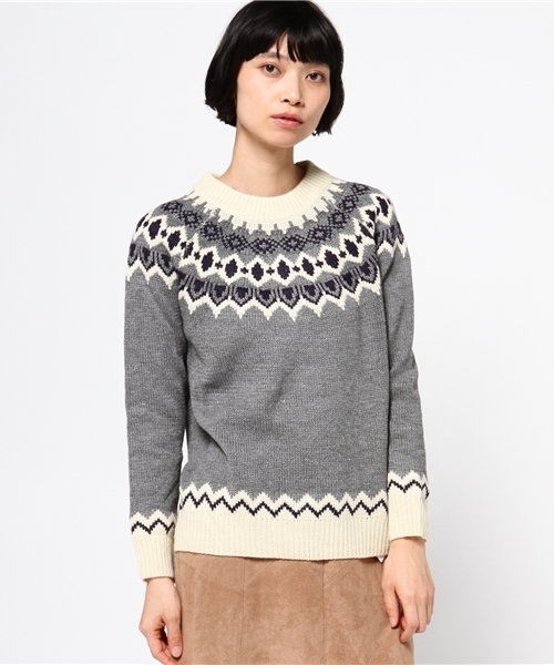 MERLOT(メルロー)の「ノルディック柄ラグランニットトップス4674(ニット/セーター・レディース・グレー/キャメル/ベージュ/ネイビー/オフホワイト/イエロー系その他/チャコールグレー・FREE)」の4枚目の写真