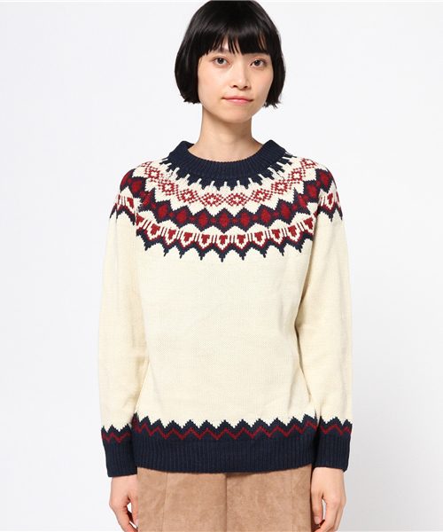 MERLOT(メルロー)の「ノルディック柄ラグランニットトップス4674(ニット/セーター・レディース・グレー/キャメル/ベージュ/ネイビー/オフホワイト/イエロー系その他/チャコールグレー・FREE)」の9枚目の写真