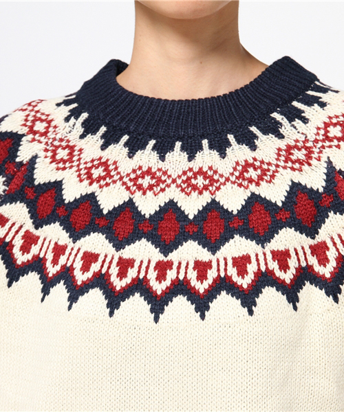 MERLOT(メルロー)の「ノルディック柄ラグランニットトップス4674(ニット/セーター・レディース・グレー/キャメル/ベージュ/ネイビー/オフホワイト/イエロー系その他/チャコールグレー・FREE)」の12枚目の写真