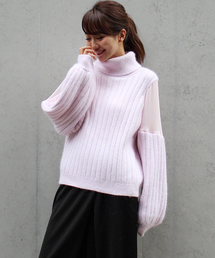 MICOAMERI | シースルーコンビータートルニット(ニット/セーター)