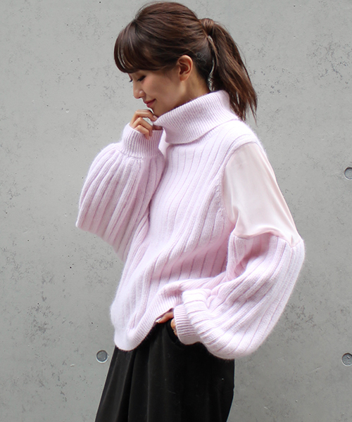 MICOAMERI(ミコアメリ)の「シースルーコンビタートルニット(ニット/セーター・レディース・グレー/ホワイト/ピンク・FREE)」の11枚目の写真