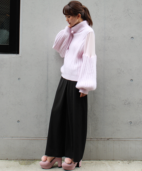 MICOAMERI(ミコアメリ)の「シースルーコンビタートルニット(ニット/セーター・レディース・グレー/ホワイト/ピンク・FREE)」の13枚目の写真