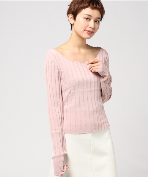 WEGO（ウィゴー）の「DISPARK/オフショルニット（ニット/セーター・レディース・ブラック/キャメル/ピンク/ホワイト・FREE）」の22枚目の写真