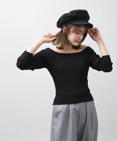 WEGO（ウィゴー）の「DISPARK/オフショルニット（ニット/セーター・レディース・ブラック/キャメル/ピンク/ホワイト・FREE）」の9枚目の写真