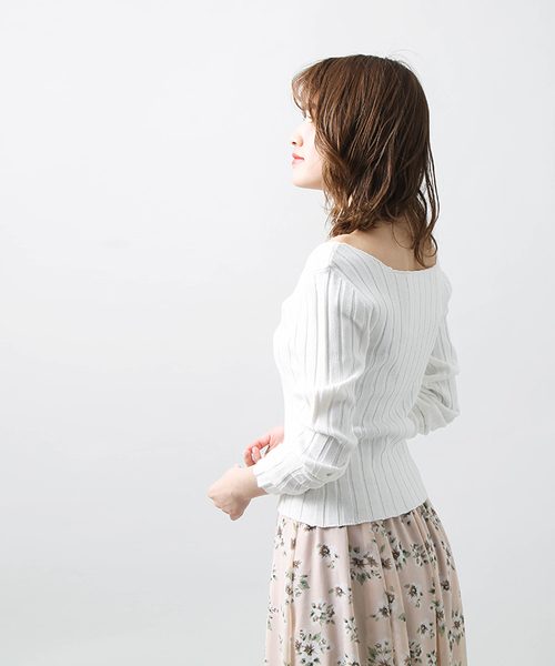 WEGO（ウィゴー）の「DISPARK/オフショルニット（ニット/セーター・レディース・ブラック/キャメル/ピンク/ホワイト・FREE）」の7枚目の写真