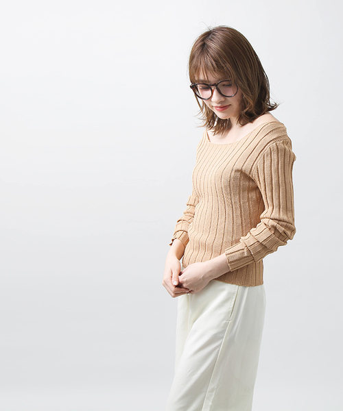 WEGO（ウィゴー）の「DISPARK/オフショルニット（ニット/セーター・レディース・ブラック/キャメル/ピンク/ホワイト・FREE）」の10枚目の写真