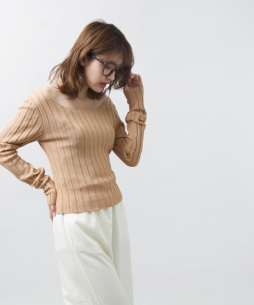 WEGO（ウィゴー）の「DISPARK/オフショルニット（ニット/セーター・レディース・ブラック/キャメル/ピンク/ホワイト・FREE）」の11枚目の写真