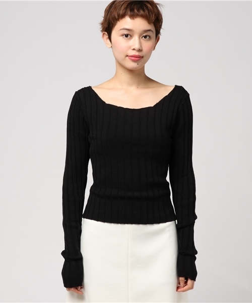 WEGO（ウィゴー）の「DISPARK/オフショルニット（ニット/セーター・レディース・ブラック/キャメル/ピンク/ホワイト・FREE）」の14枚目の写真