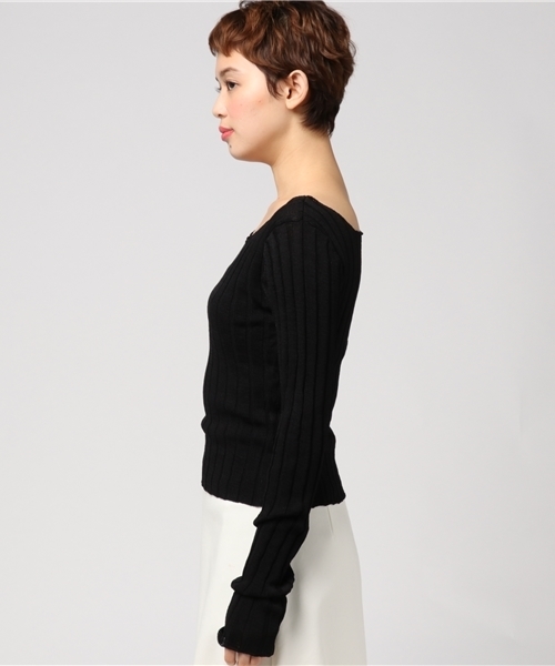 WEGO（ウィゴー）の「DISPARK/オフショルニット（ニット/セーター・レディース・ブラック/キャメル/ピンク/ホワイト・FREE）」の15枚目の写真