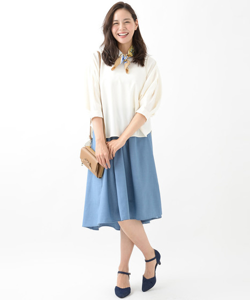earth music&ecology（アースミュージックアンドエコロジー）の「【3点SET】ボリューム袖ブラウス＋インナー＋スカートセット（ワンピース・レディース・アイボリー/ピンク/ネイビー・FREE）」の19枚目の写真